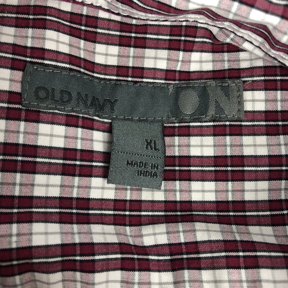 Old‎ Navy Shirt Men XL Dark Red White Button Front Cotton Collared - Picture 6 of 6
